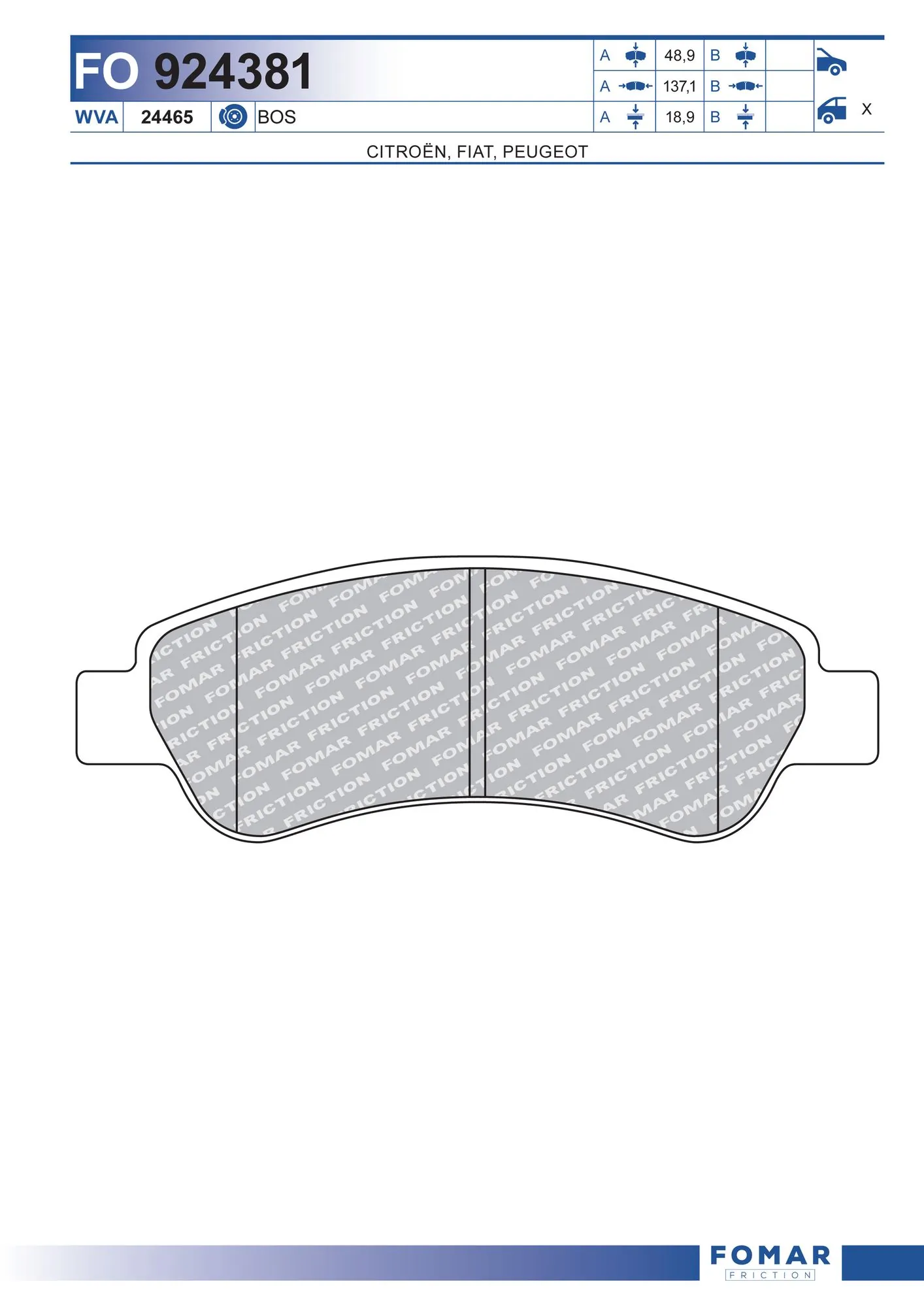 Fiat Ducato III (2006 - 2026) Arka disk fren balataları satın al