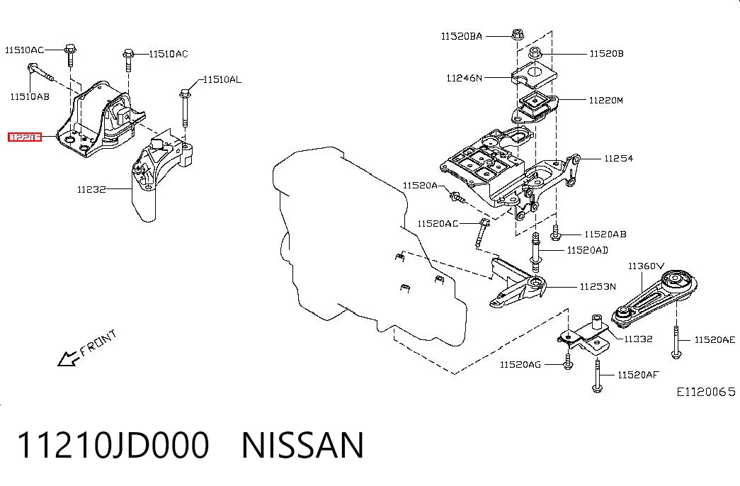 Qashqai I off-road vehicle (J10) (2006 - 2013) Sağ Motor Kulağı