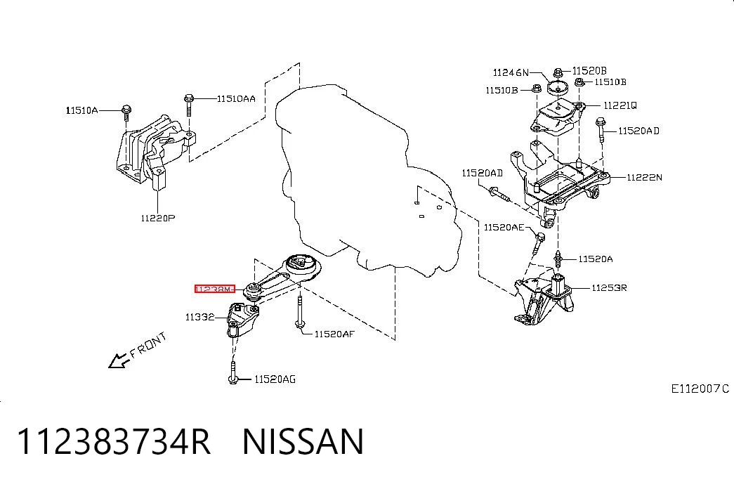 Renault Megane IV (2016 - 2026) Arka motor takozu (destek) çıkma