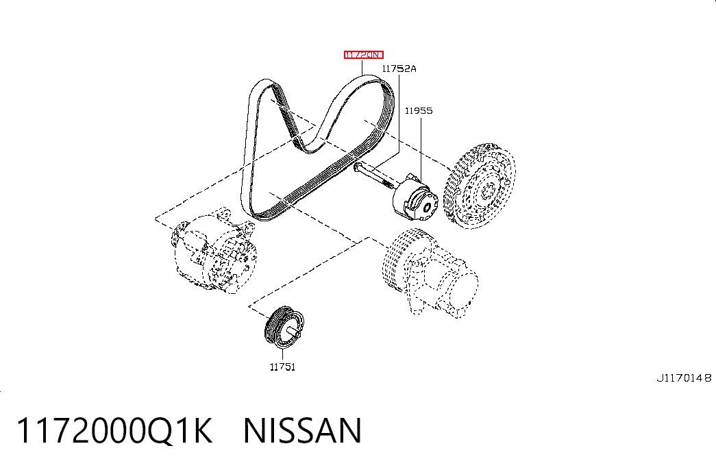 Audi A3  (2013 - 2020) Aksesuar tahrik kayışı 