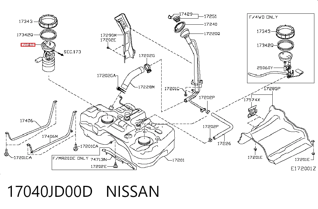 Nissan Qashqai I (2006 - 2013) Yakıt pompası modülü (yakıt seviyesi sensörü ile) 