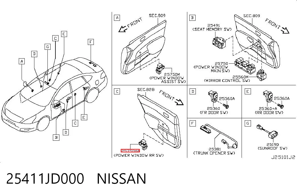 Nissan Qashqai I (2006 - 2013) Arka cam kaldırma motoru açma düğmesi fiyatı