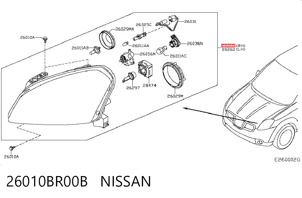 Nissan Qashqai I Sağ far orijinal