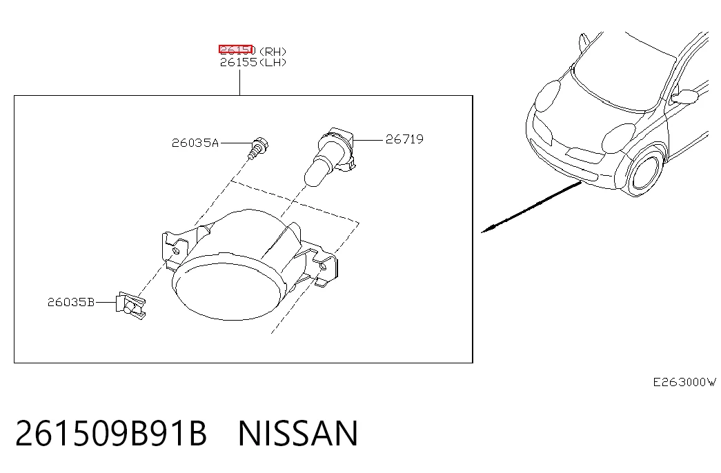 Renault Clio II (1998 - 2010) Sağ sis farı çıkma