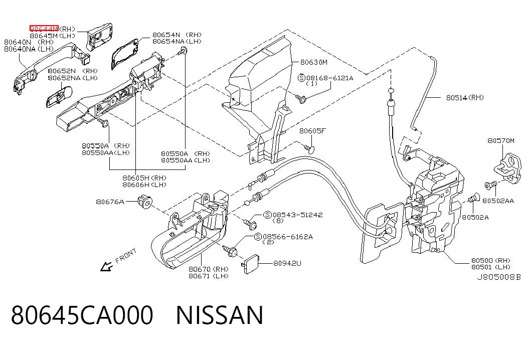 Nissan Qashqai I (2006 - 2013) Ön sol dış kapı kolu fiyatı