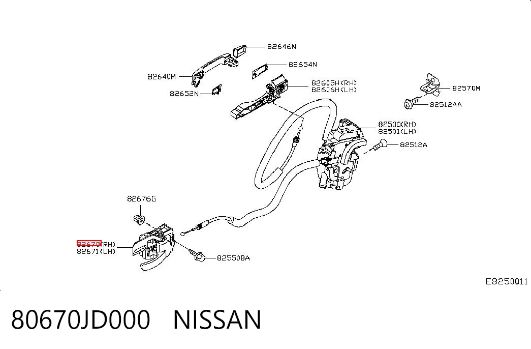 Qashqai I off-road vehicle (J10) (2006 - 2013) Ön sağ iç kapı kolu