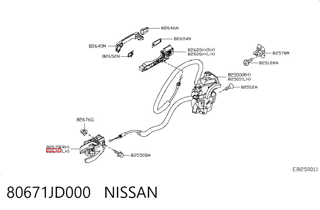 Qashqai I off-road vehicle (J10) (2006 - 2013) Ön sol iç kapı kolu