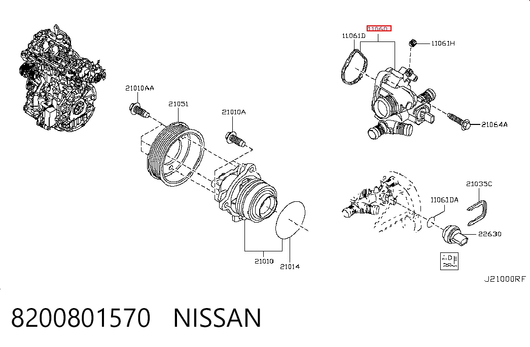 Nissan Qashqai I Termostat yuvası