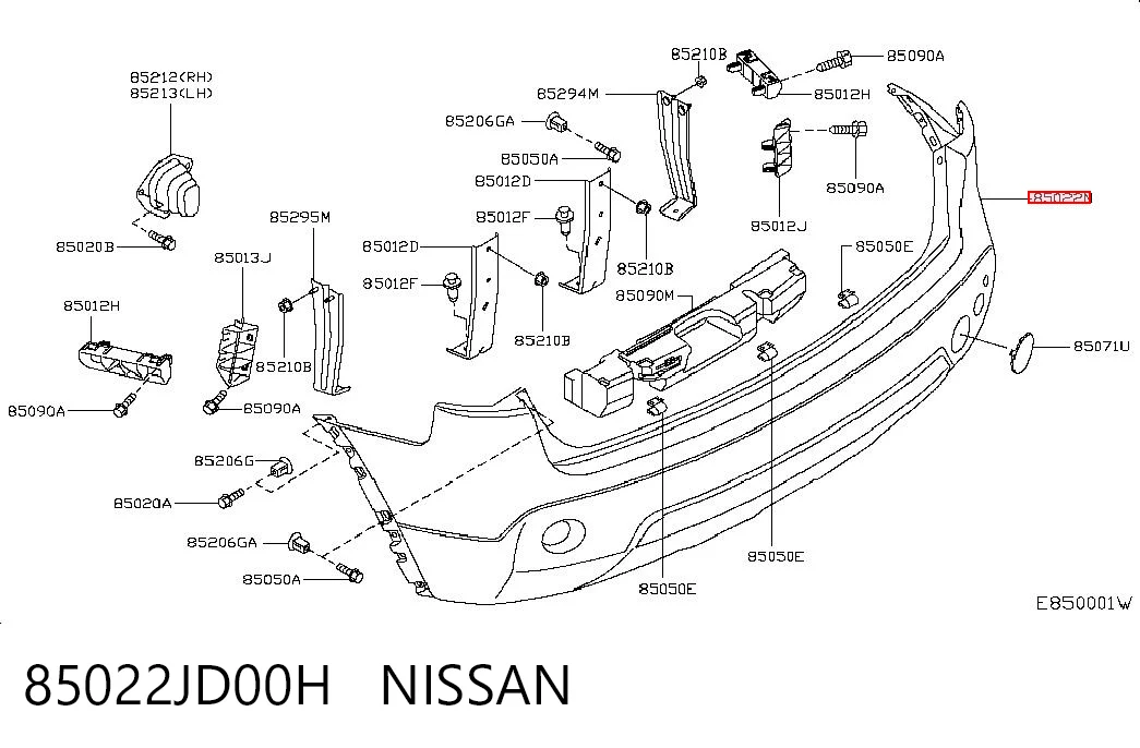 Nissan Qashqai I Arka tampon orijinal