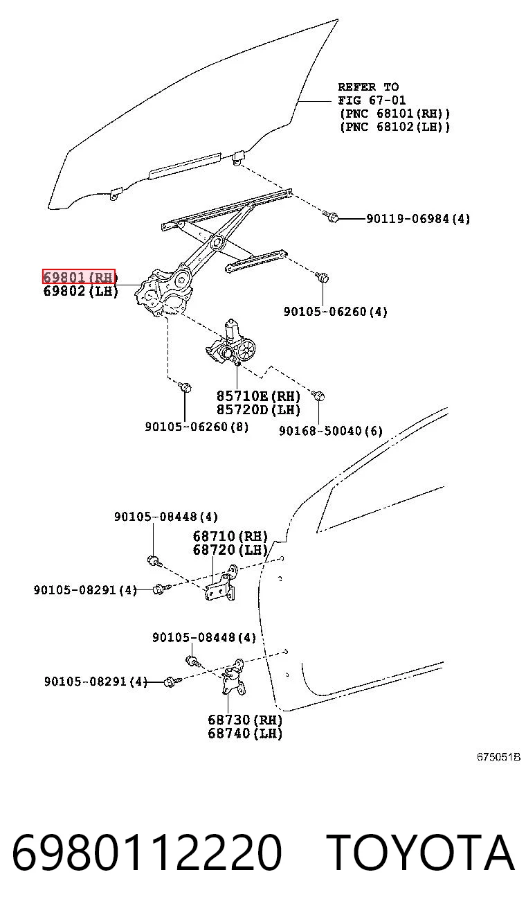 Toyota Corolla  (2006 - 2014) Ön sağ kapı cam kriko mekanizması fiyatı