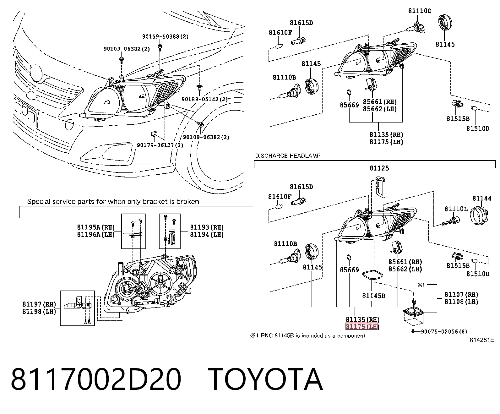 Toyota Corolla  (2006 - 2014) Sol far satın al