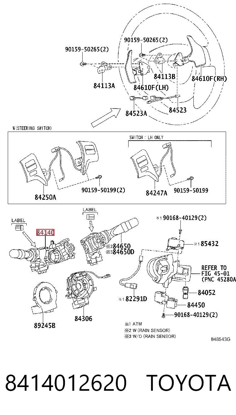 Toyota Corolla  (2006 - 2014) Direksiyon altı sol sinyal kolu fiyatı