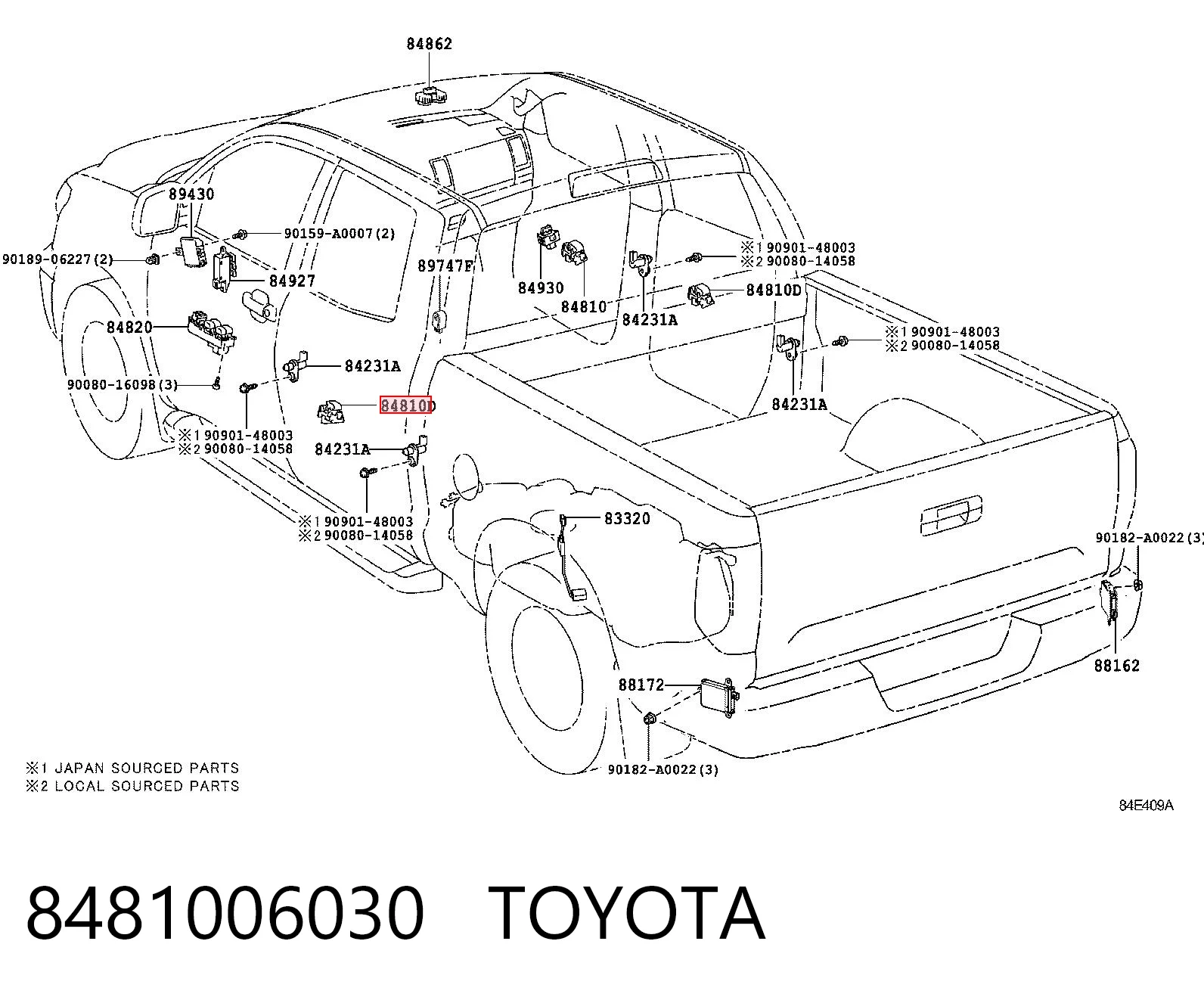 Toyota Corolla  Cam Düğmesi Ön Sağ