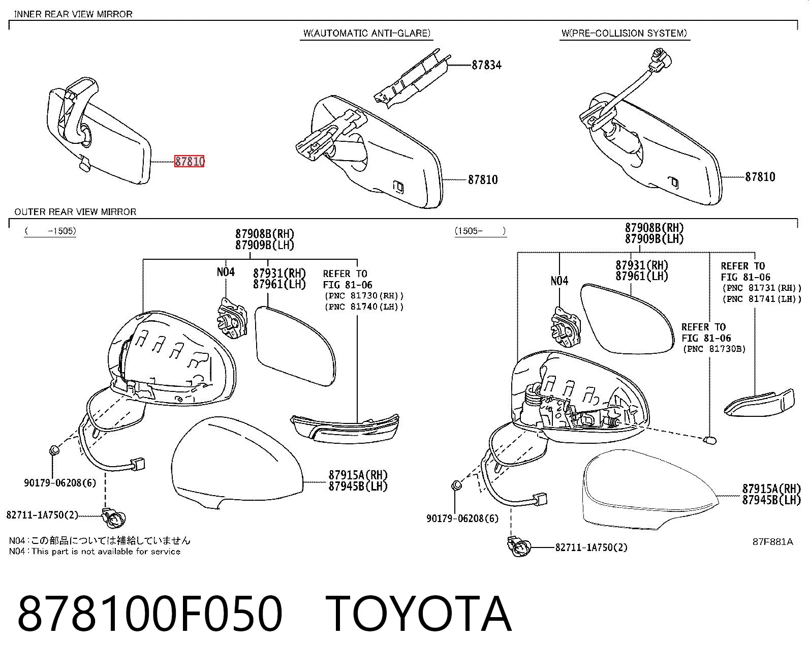 Toyota Corolla  Dikiz aynası Türkiye fiyatı