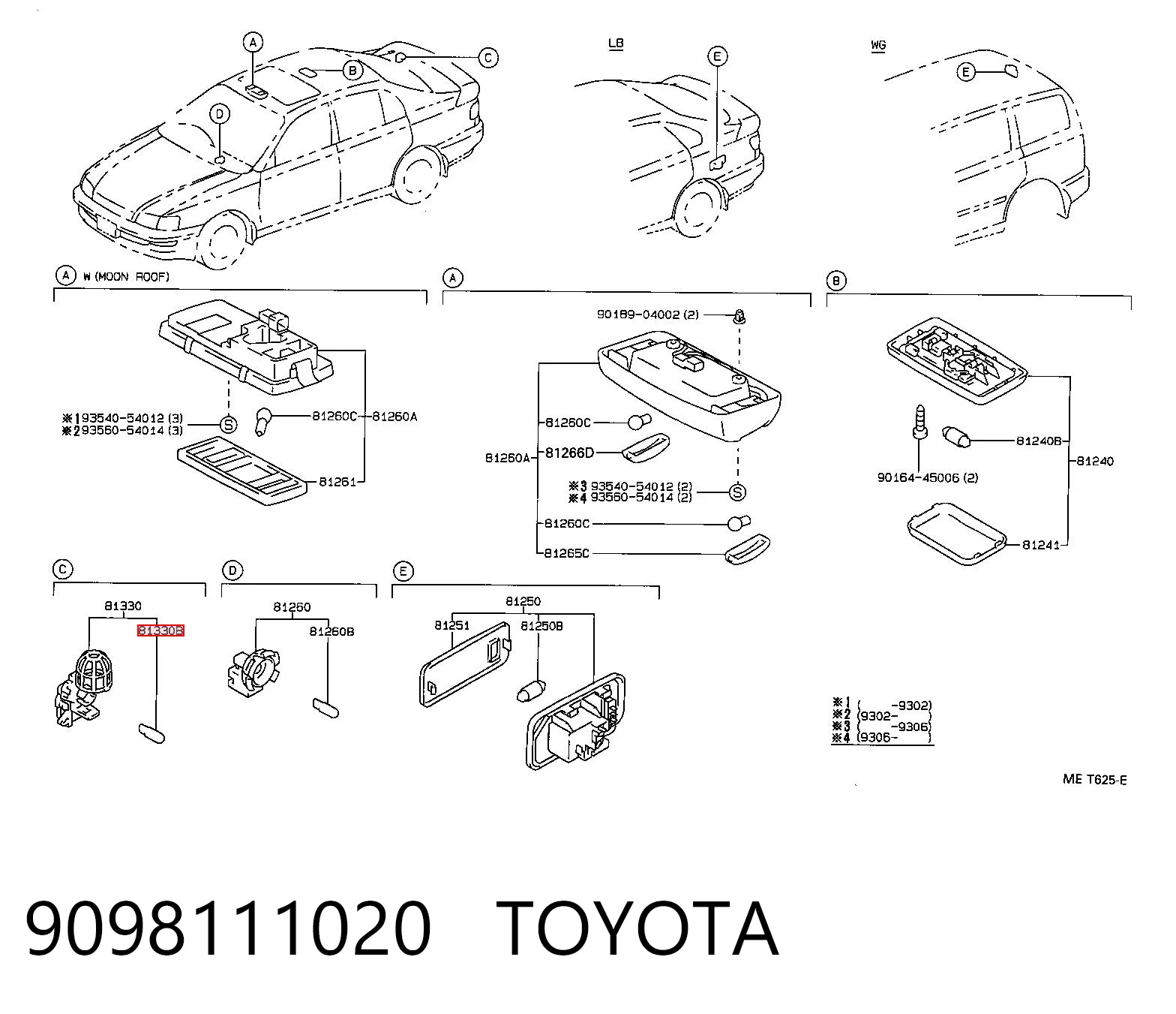 Corolla Tavan lambası ampulü
