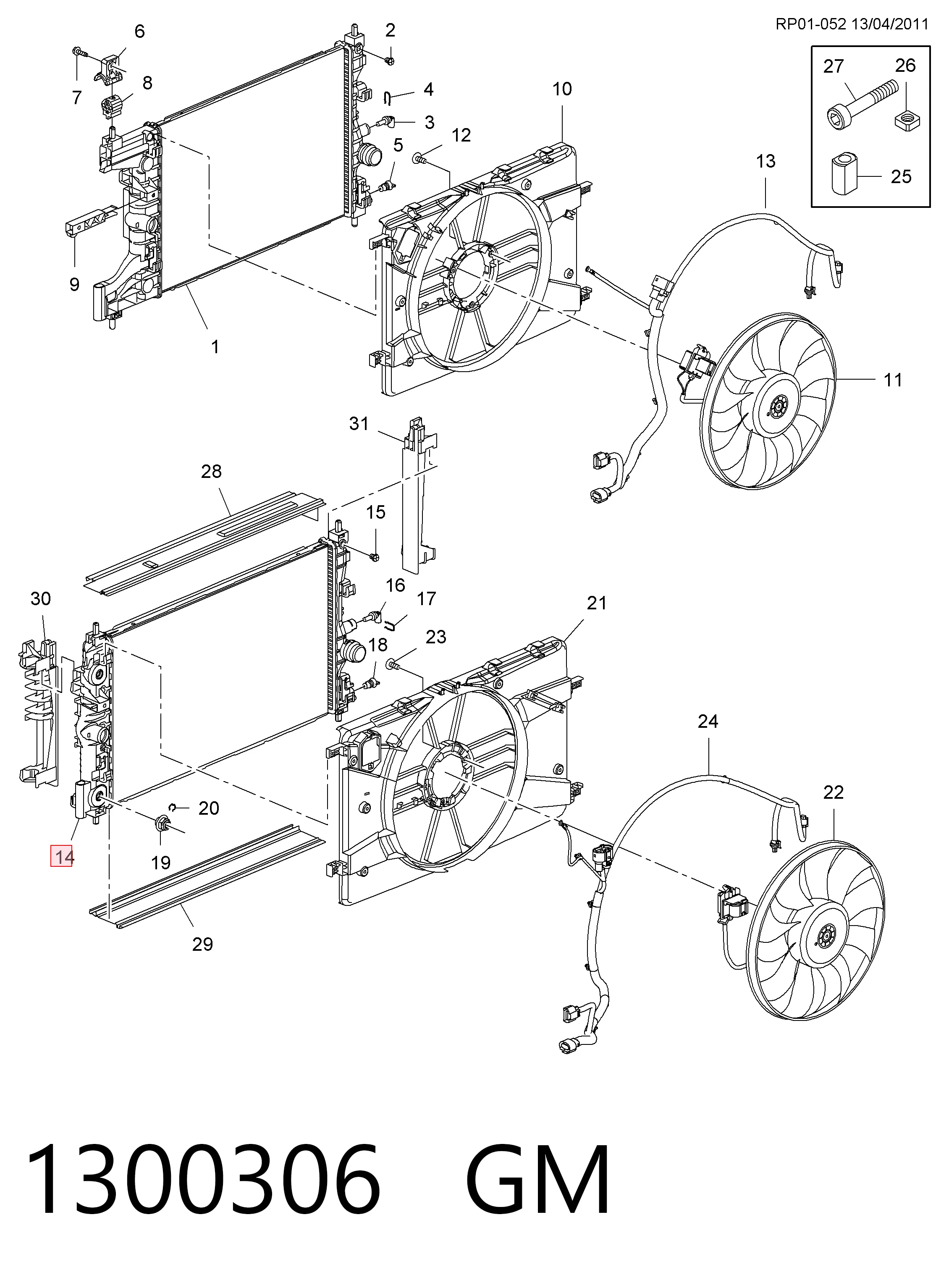 Cruze sedan (J300) (2009 - 2026) Motor su radyatörü