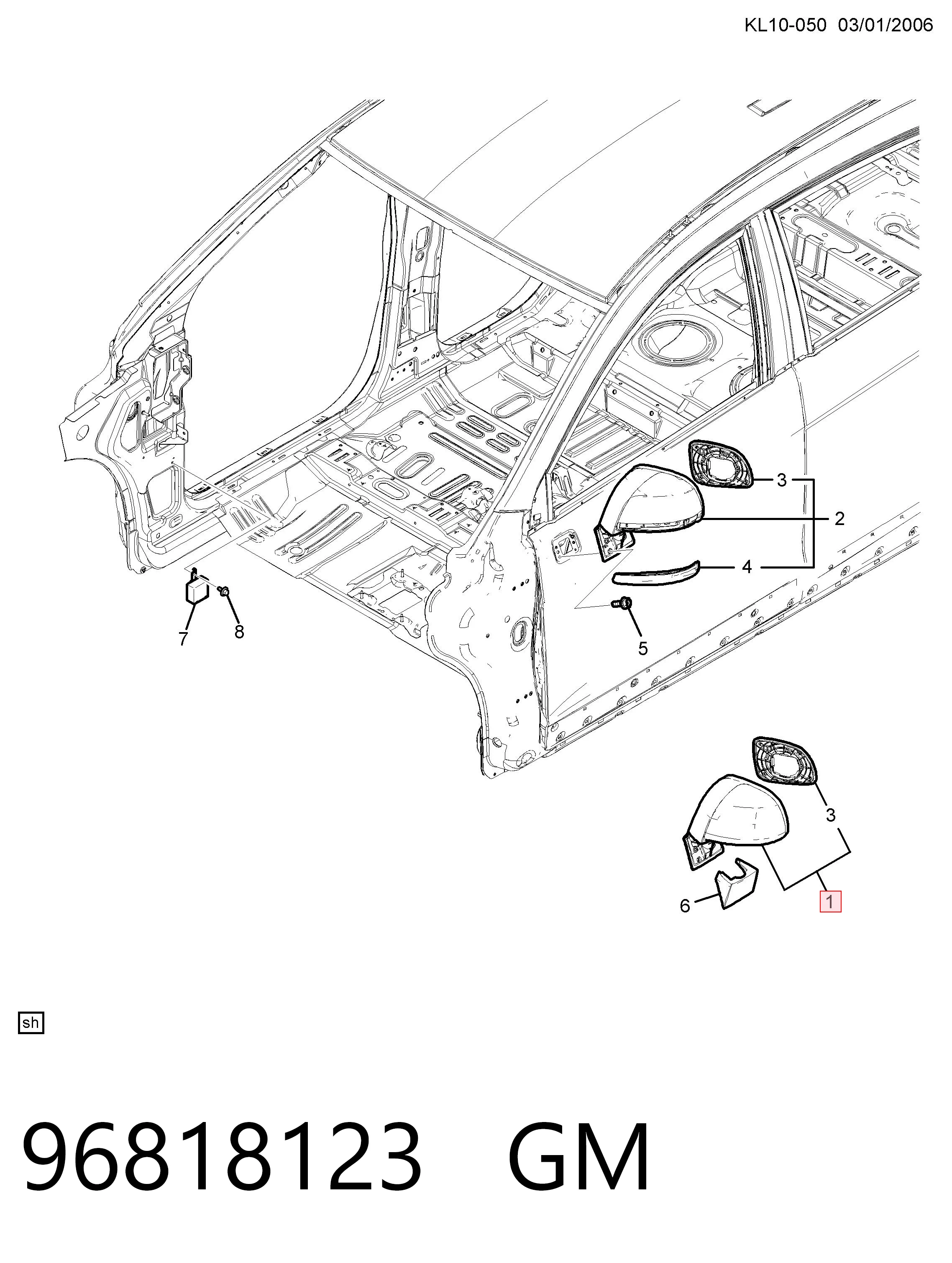 Chevrolet Captiva I (2006 - 2010) Sol dış dikiz aynası fiyatı