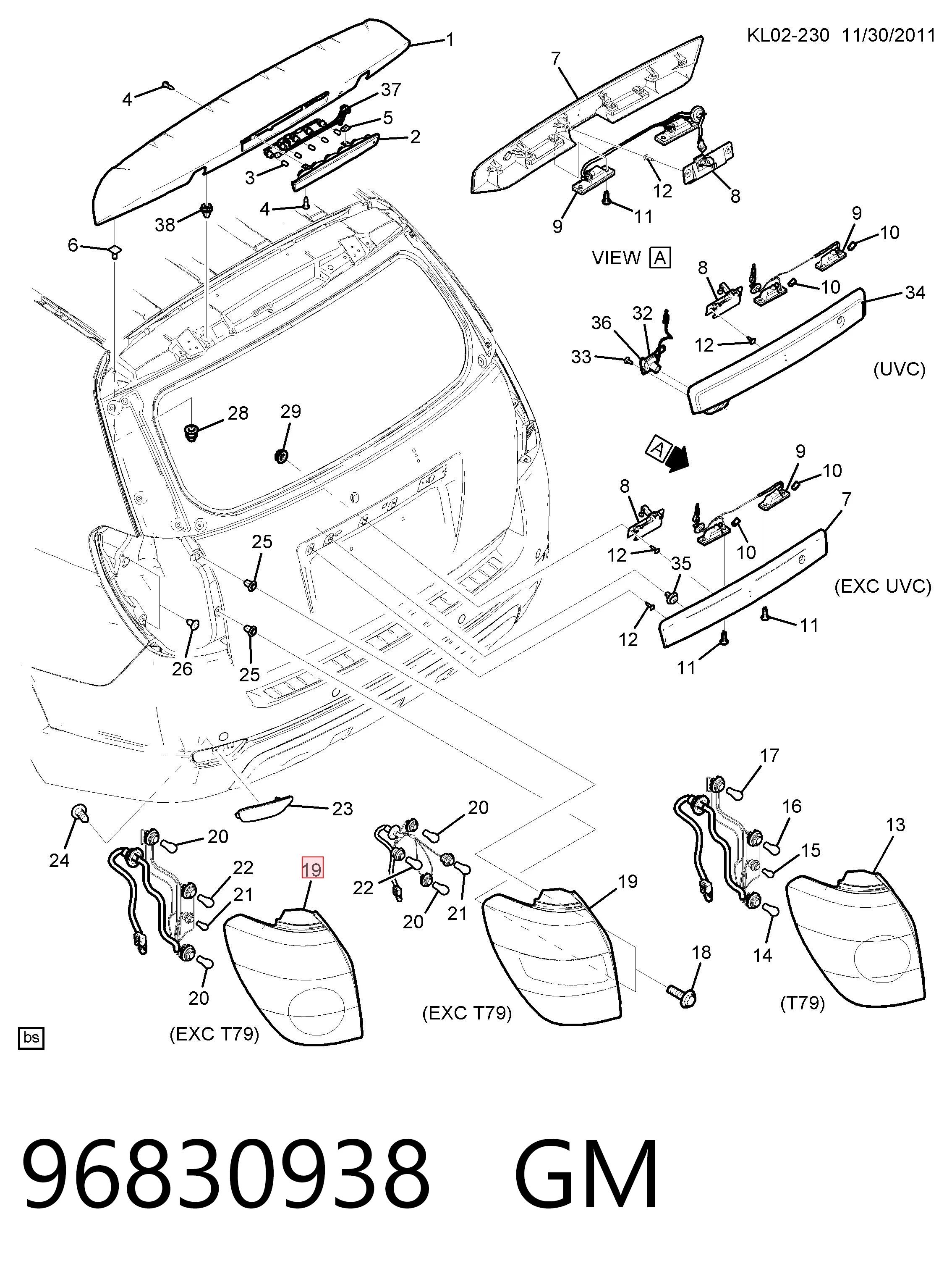 Captiva I off-road vehicle (C100) (2006 - 2010) Sağ stop lambası