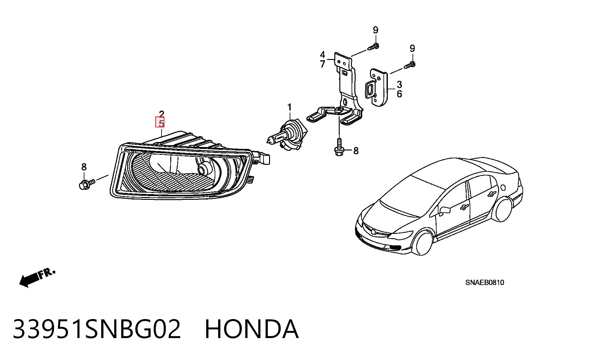 Honda Civic VIII Sol sis farı