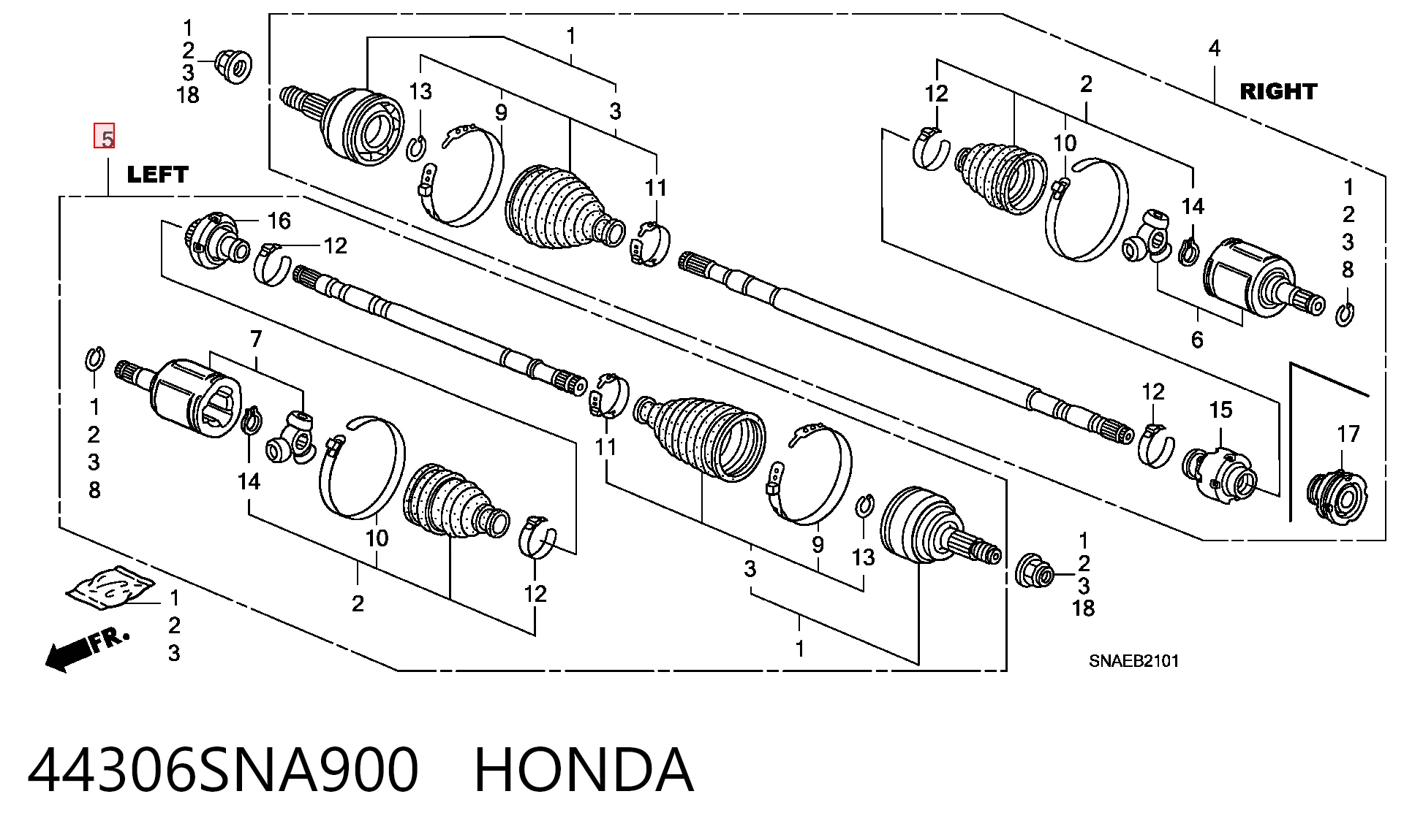 Honda Civic VIII (2005 - 2013) Ön sol aks (tahrik mili) 