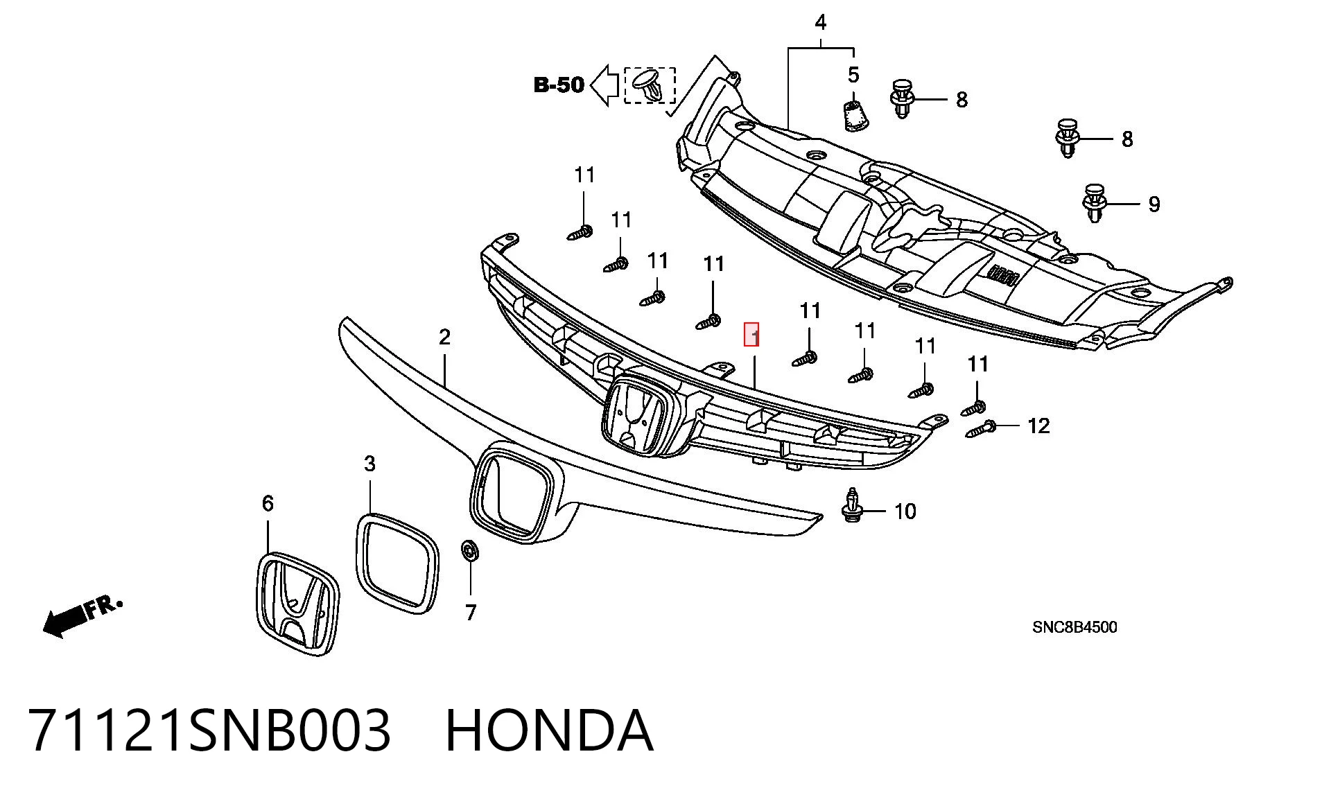 Honda Civic VIII ön tampon ızgarası