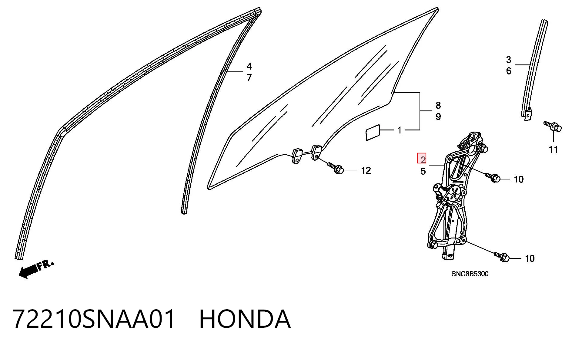 Honda Civic VIII (2005 - 2013) Ön sağ kapı cam kriko mekanizması fiyatı