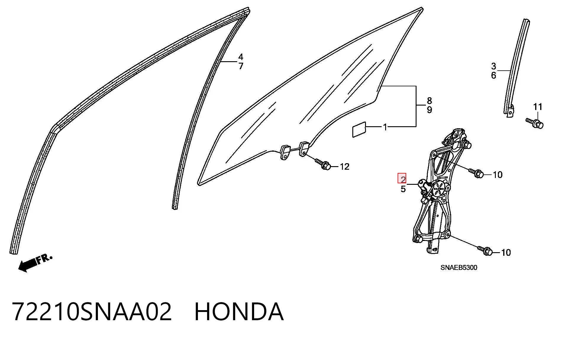 Honda Civic VIII (2005 - 2013) Ön sağ kapı cam kriko mekanizması satın al