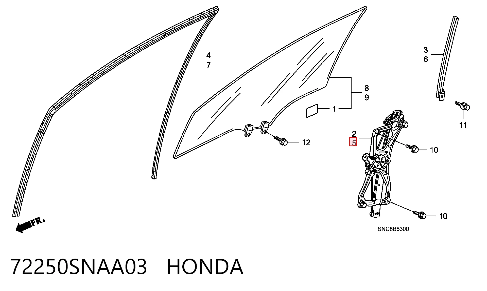 Honda Civic VIII (2005 - 2013) Ön sol kapı cam kriko mekanizması çıkma