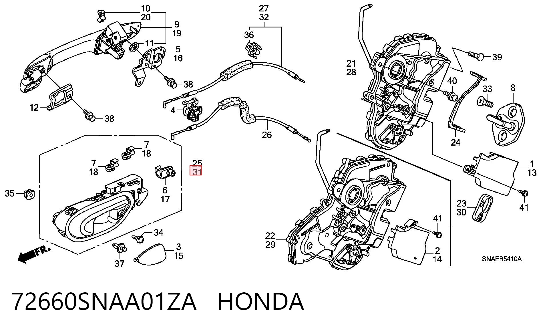 Honda Civic VIII (2005 - 2013) Arka sol iç kapı kolu fiyatı