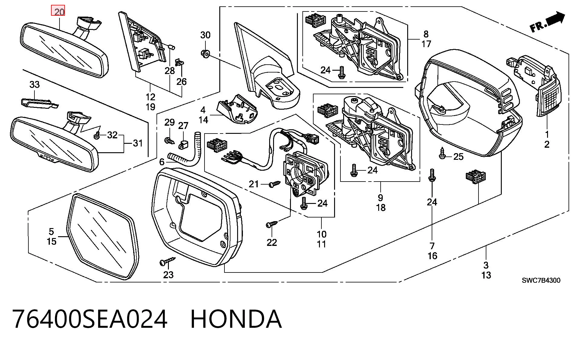 Honda Civic VIII (2005 - 2013) İç dikiz aynası fiyatı
