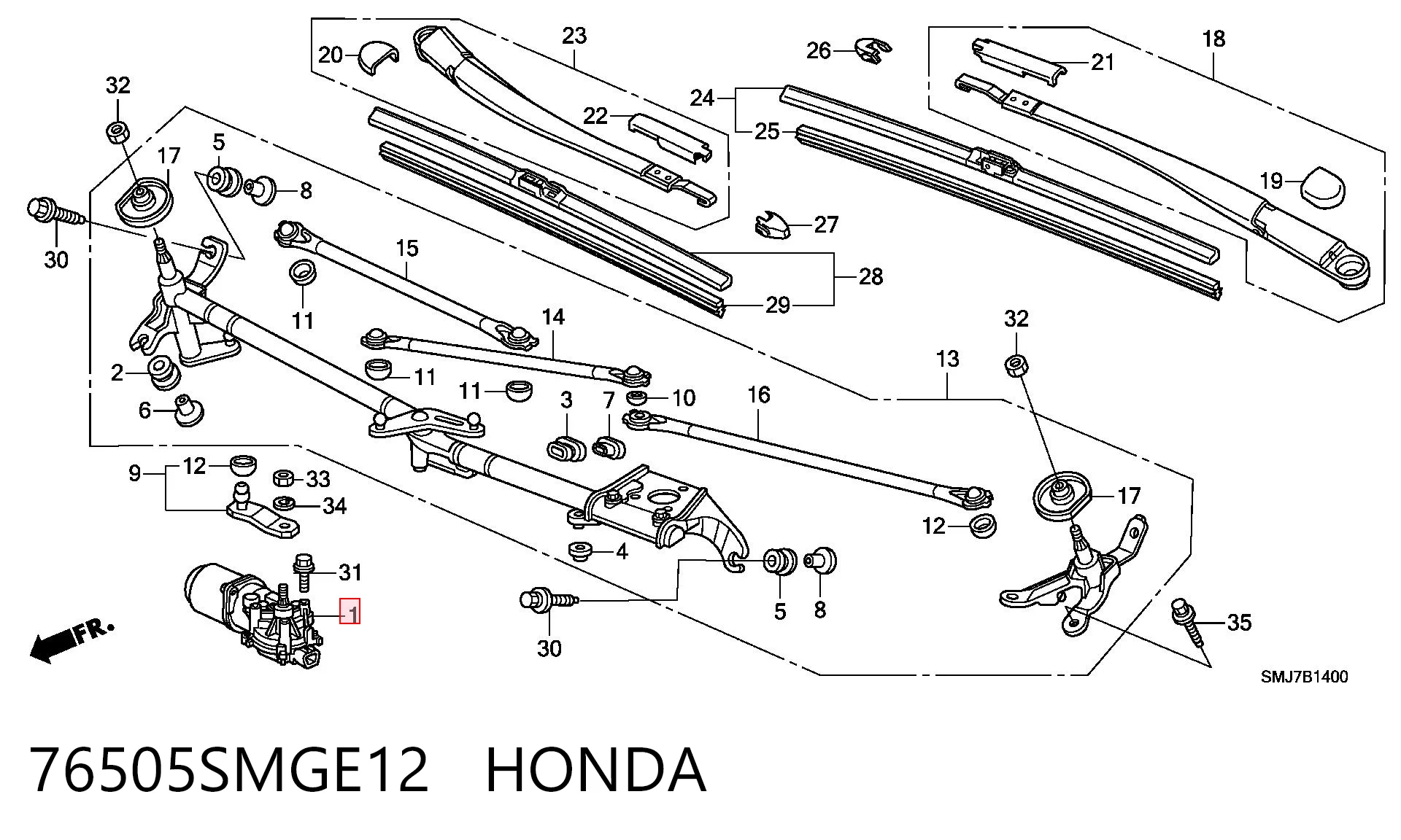 Honda Civic VIII (2005 - 2013) Ön cam silecek motoru fiyatı