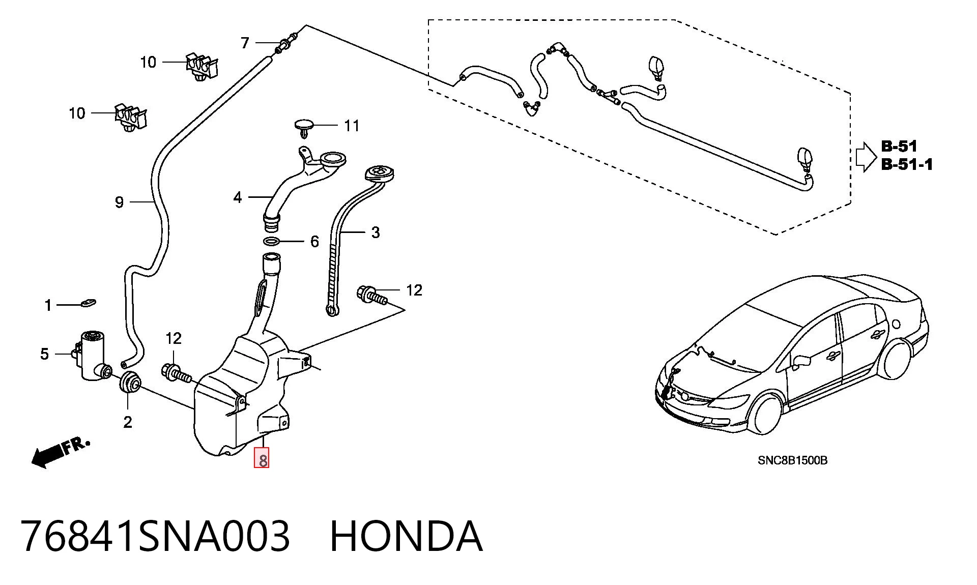 Honda Civic VIII (2005 - 2013) Cam yıkama su deposu fiyatı