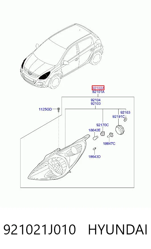Hyundai I20 I Sağ far orijinal