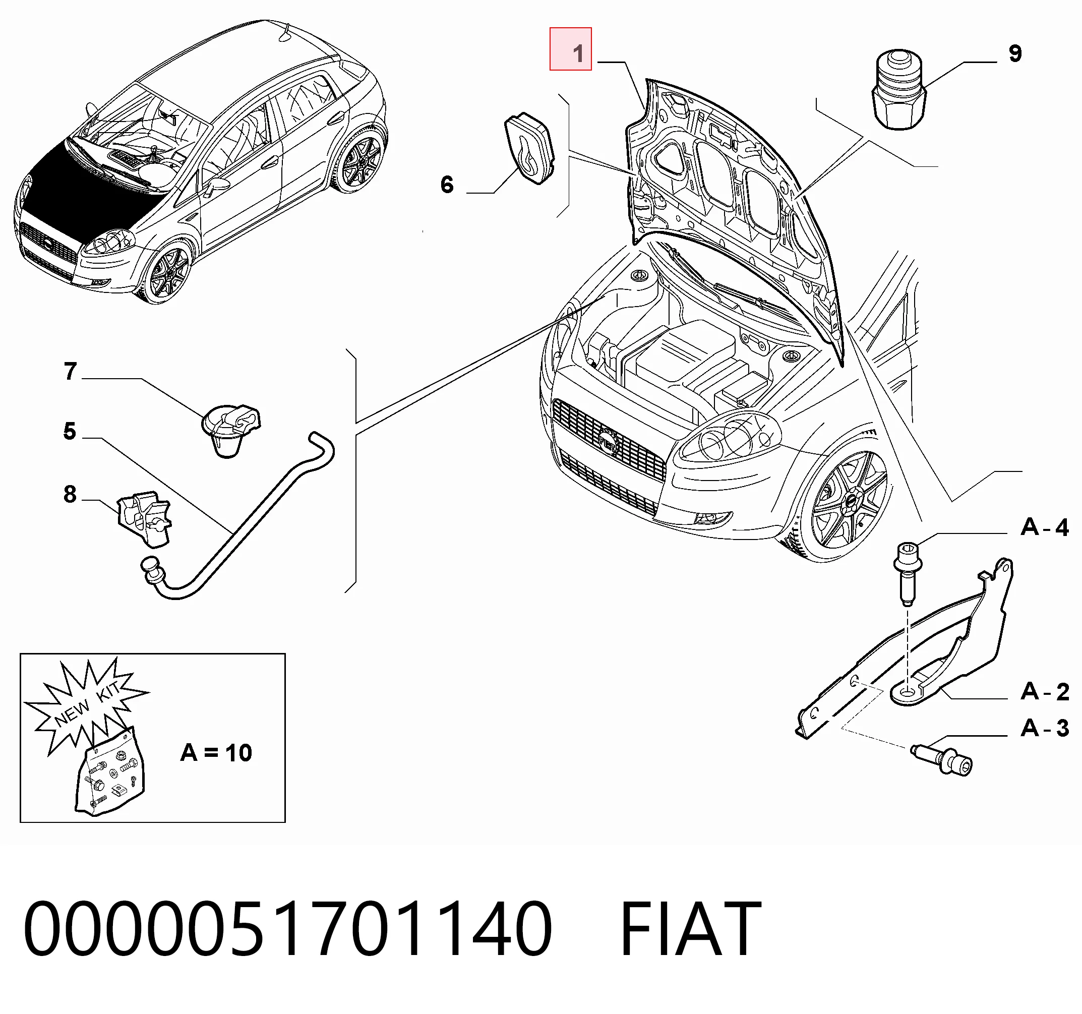 Punto GRAND hatchback (199) (2005 - 2018) ön kaput