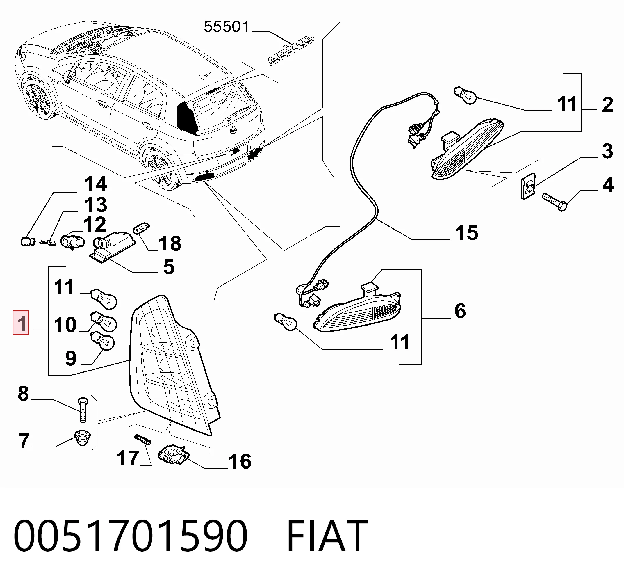 Fiat Punto GRAND Sağ stop lambası