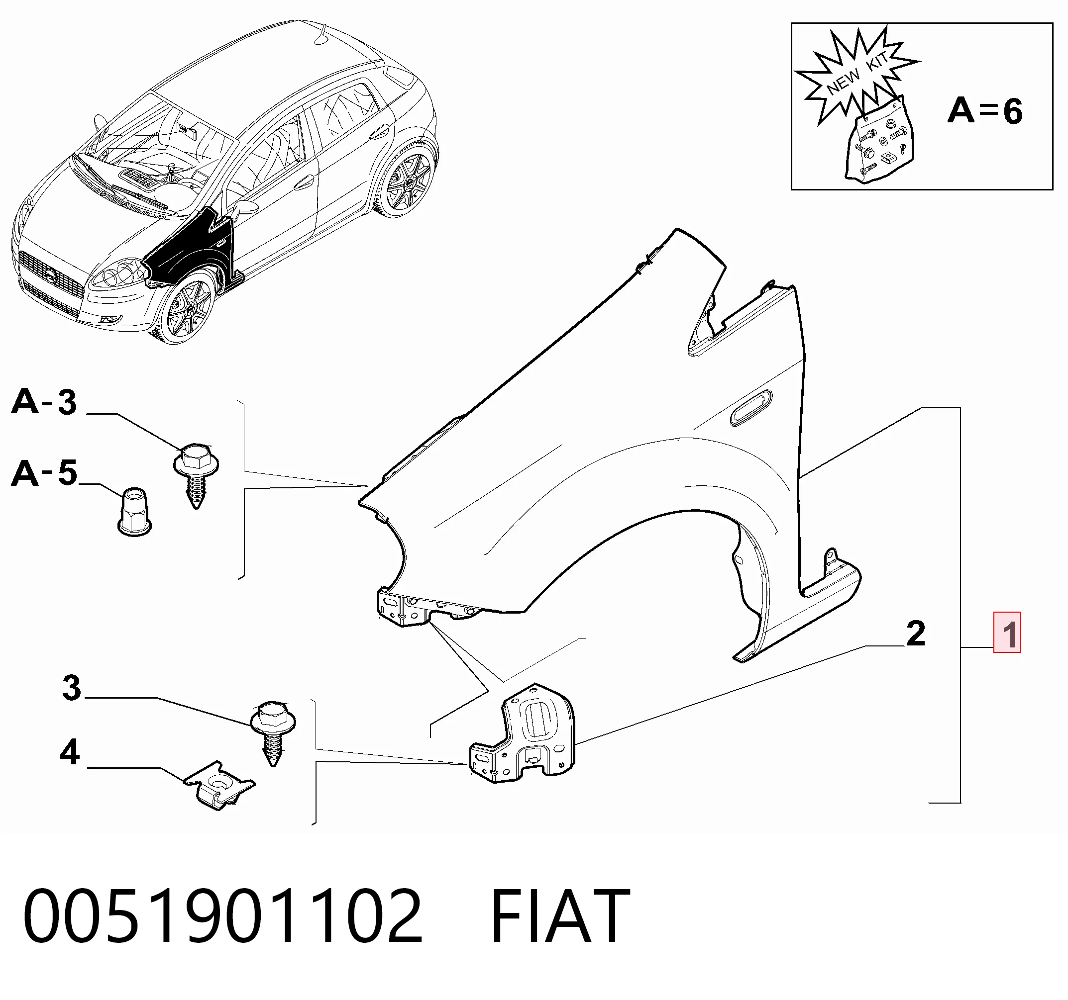 Fiat Punto  (2005 - 2018) Sağ ön çamurluk satın al