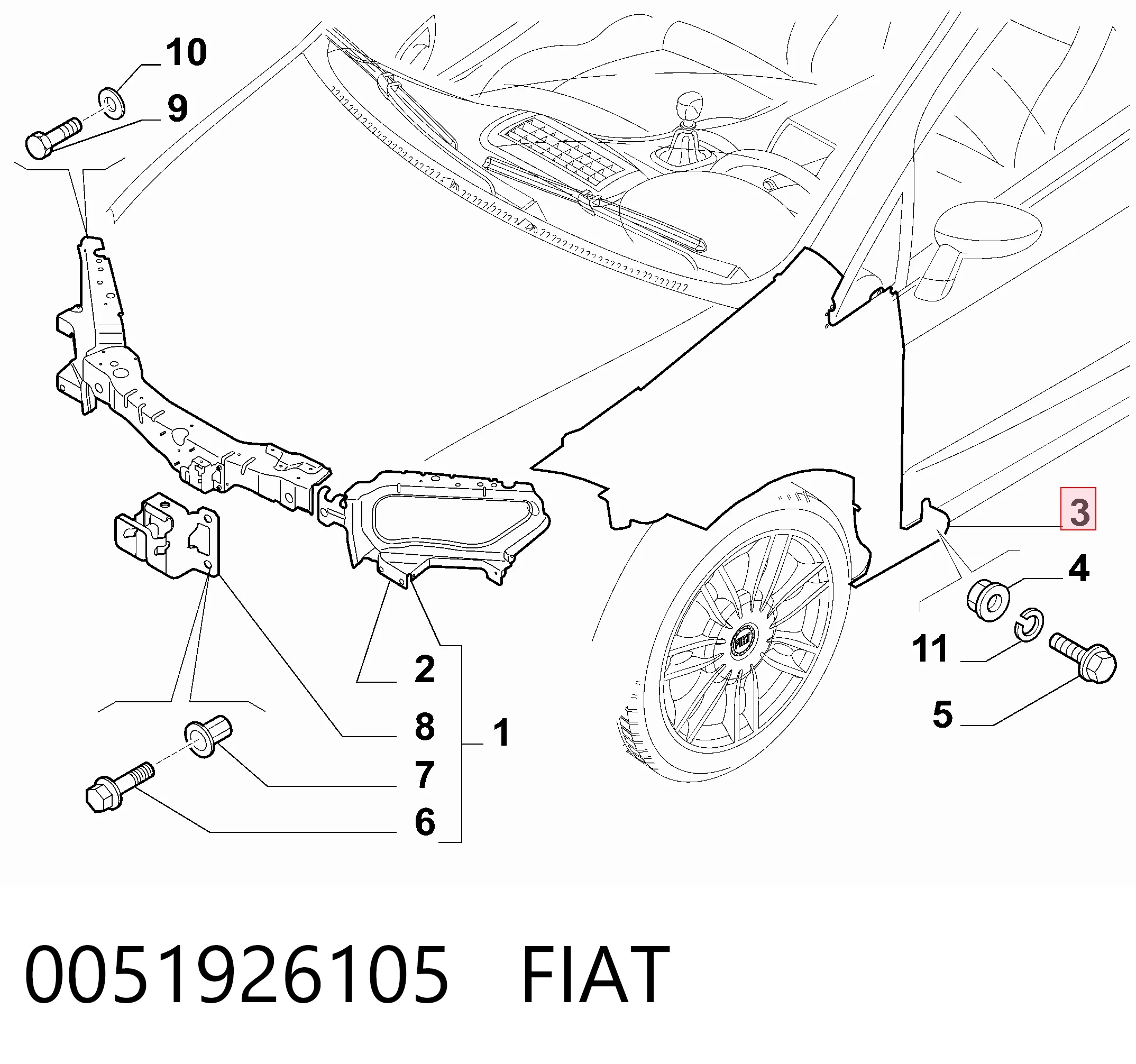 Fiat Linea  Sağ ön çamurluk