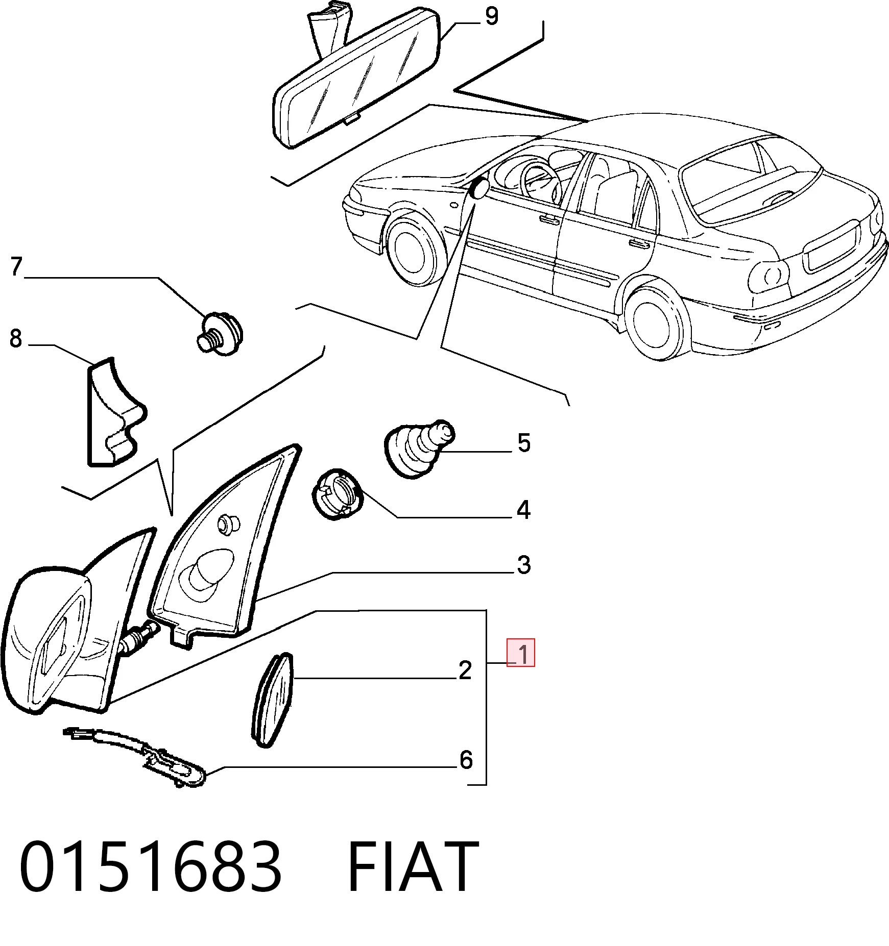Fiat Marea  Sağ ayna