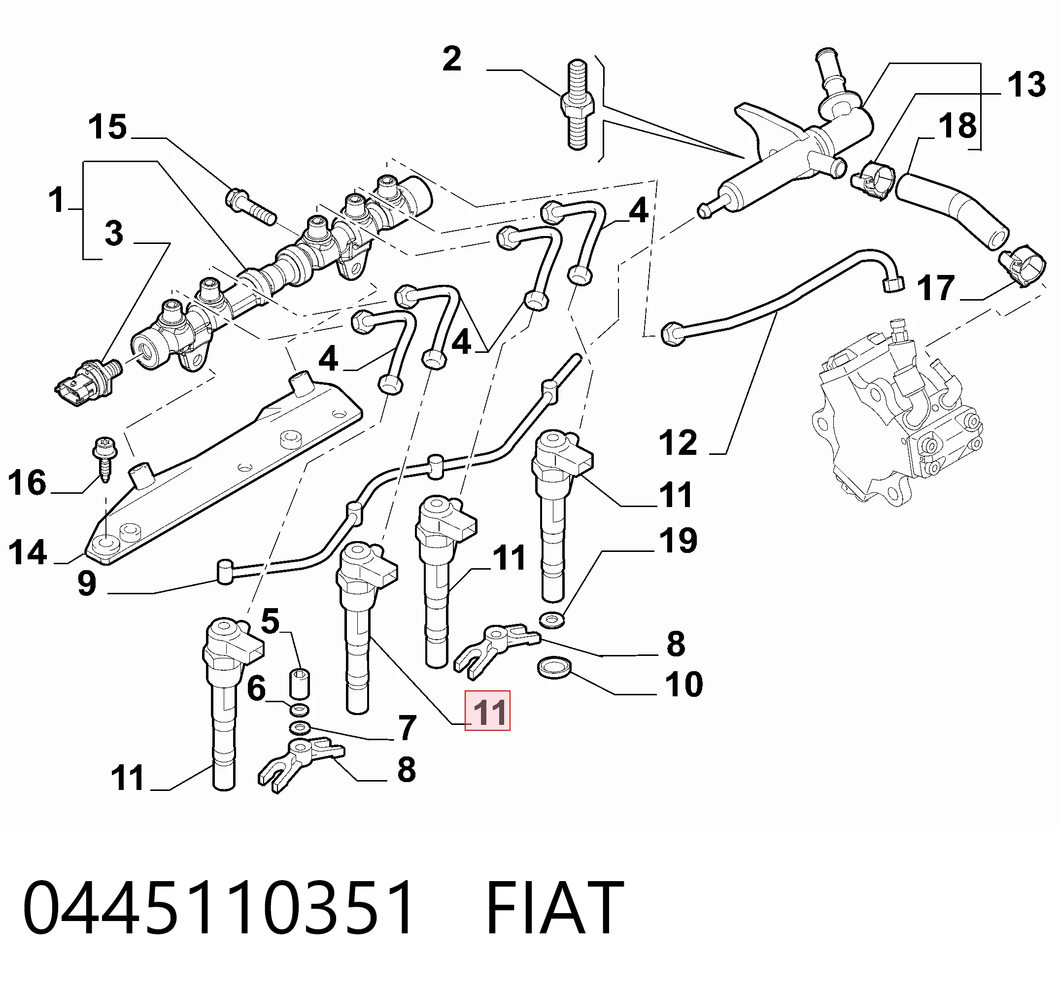 Fiat Doblo I (2001 - 2010) Yakıt enjektörü 