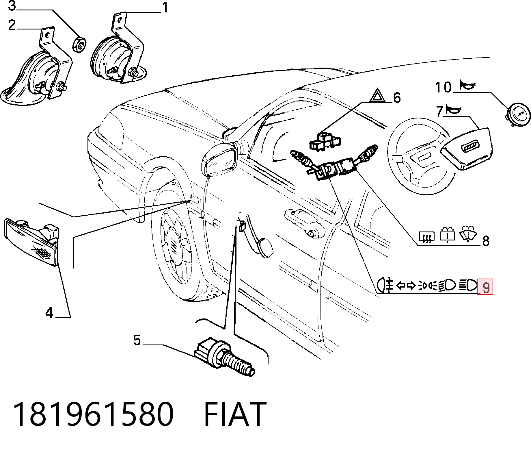 Fiat Tempra  (1990 - 1996) Direksiyon altı sol sinyal kolu fiyatı