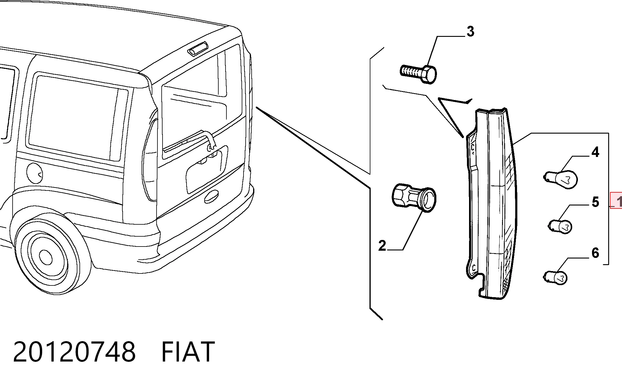 Fiat Doblo I (2001 - 2010) Sol arka stop lambası çıkma