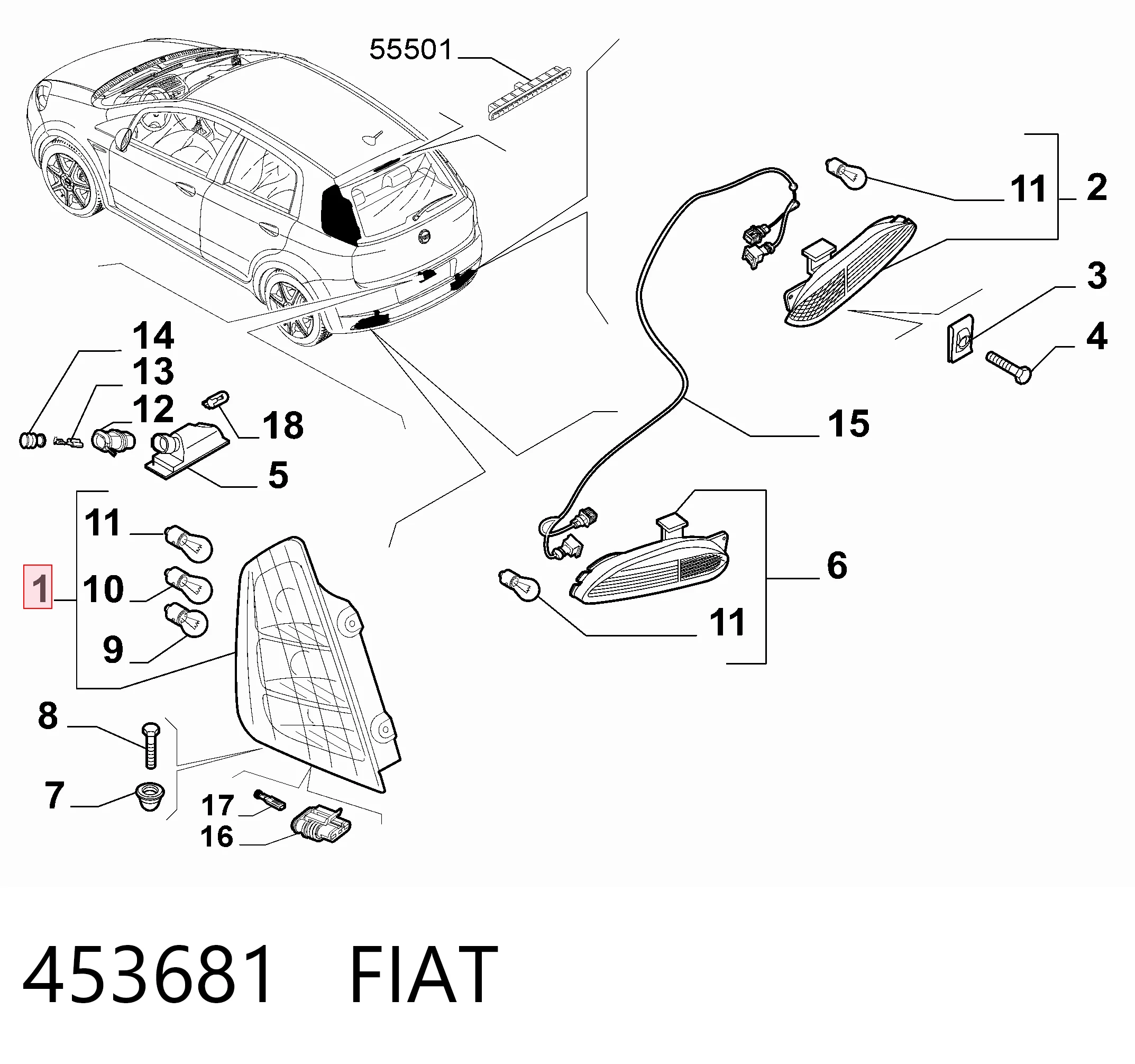 Fiat Punto GRAND Sol arka stop sıfır