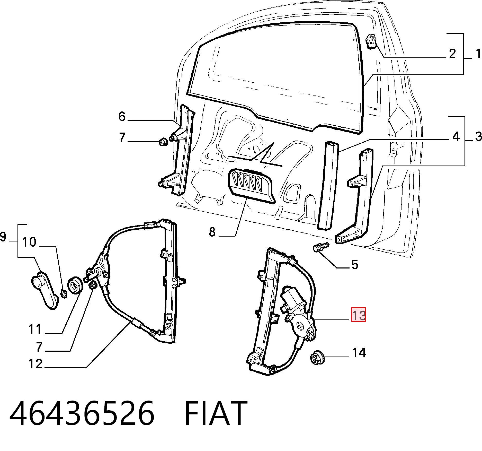 Fiat Marea  (1996 - 2007) Ön sol kapı cam kriko mekanizması 