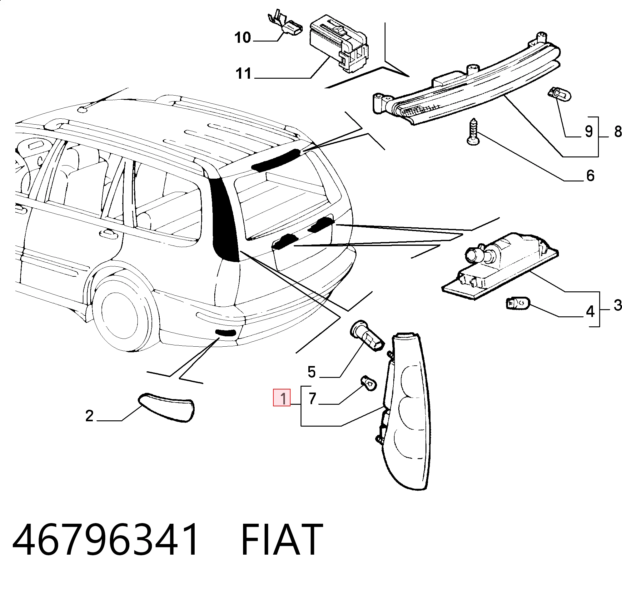 Fiat Marea  (1996 - 2007) Sağ arka stop lambası satın al
