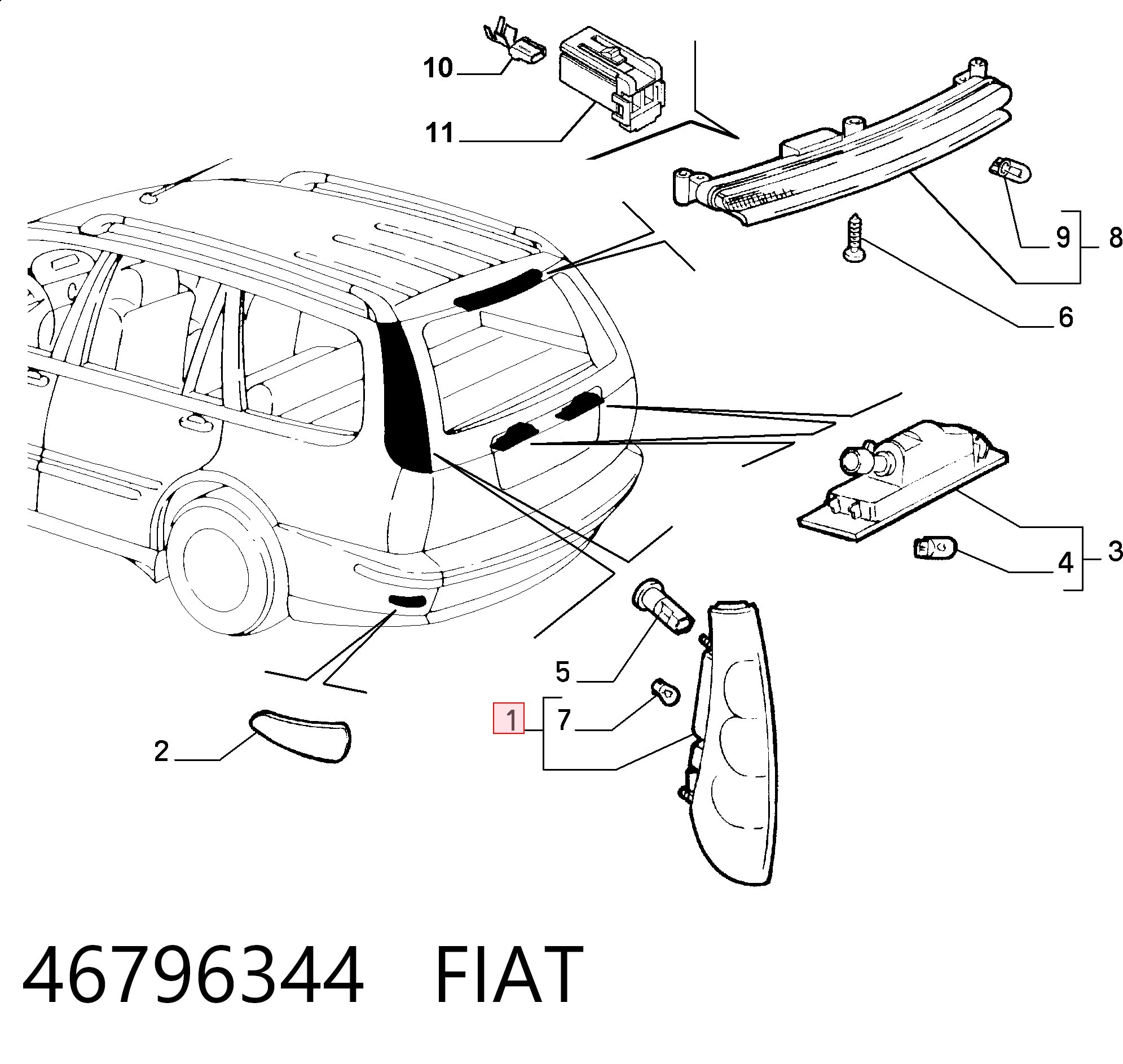 Fiat Marea  (1996 - 2007) Sol arka stop lambası satın al