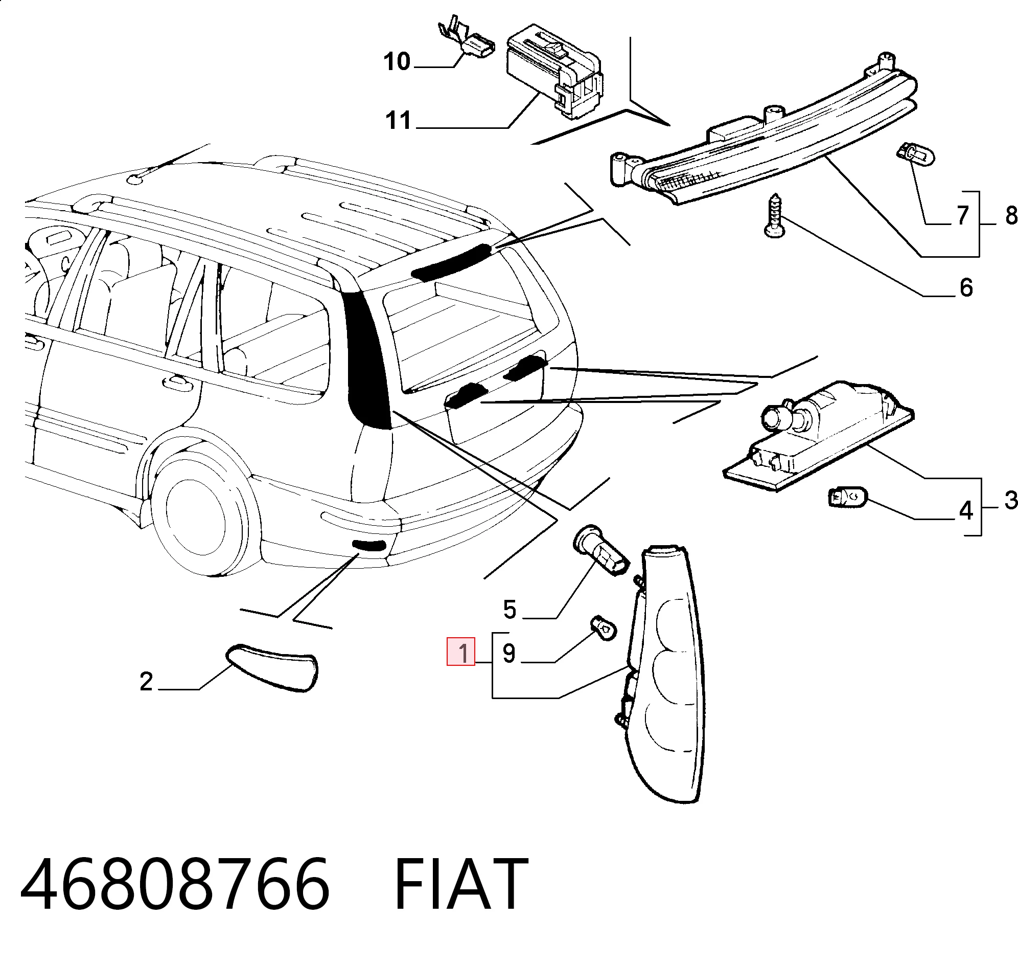 Fiat Marea  Sağ arka stop orijinal