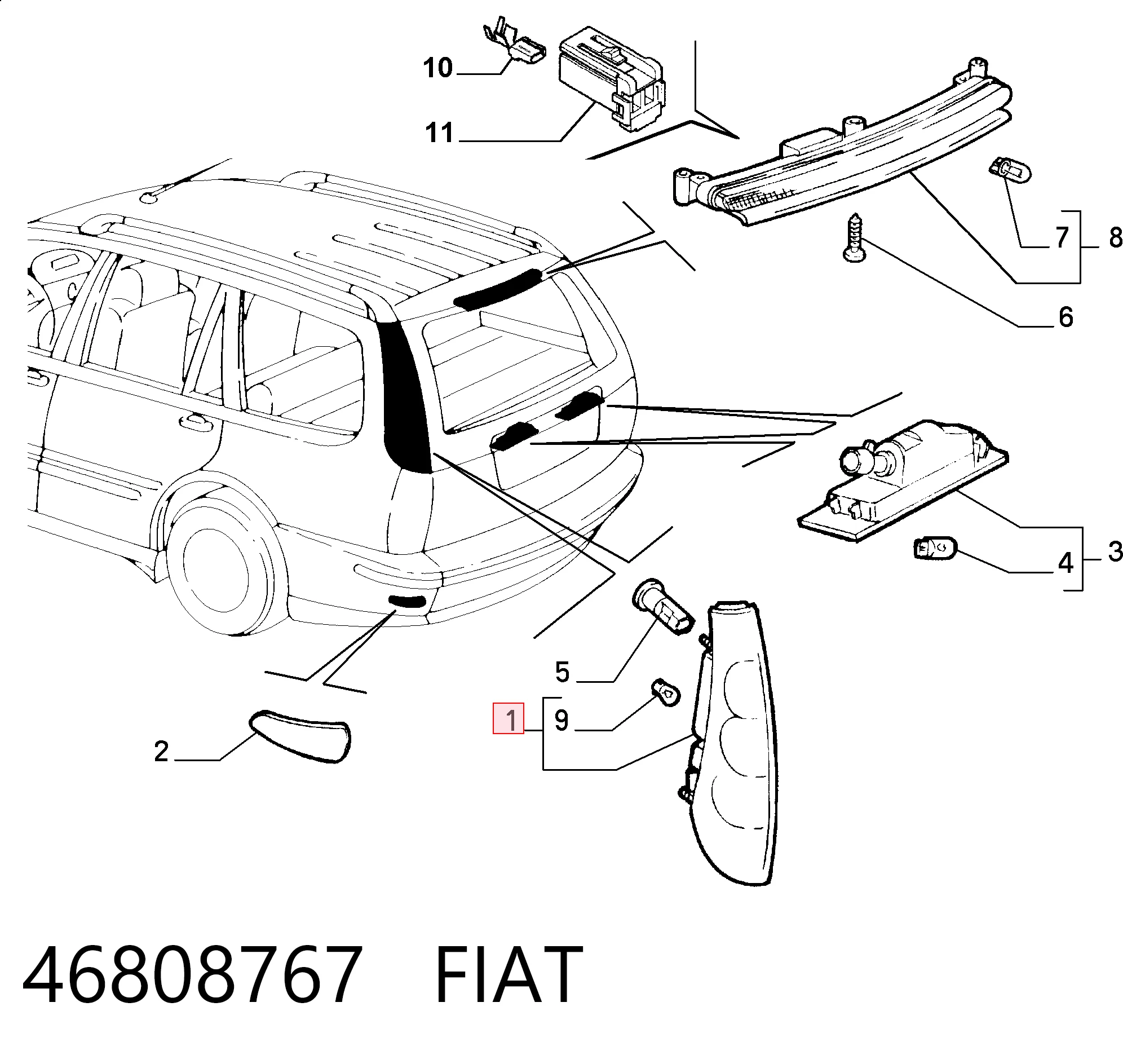 Fiat Marea  Sol arka stop orijinal