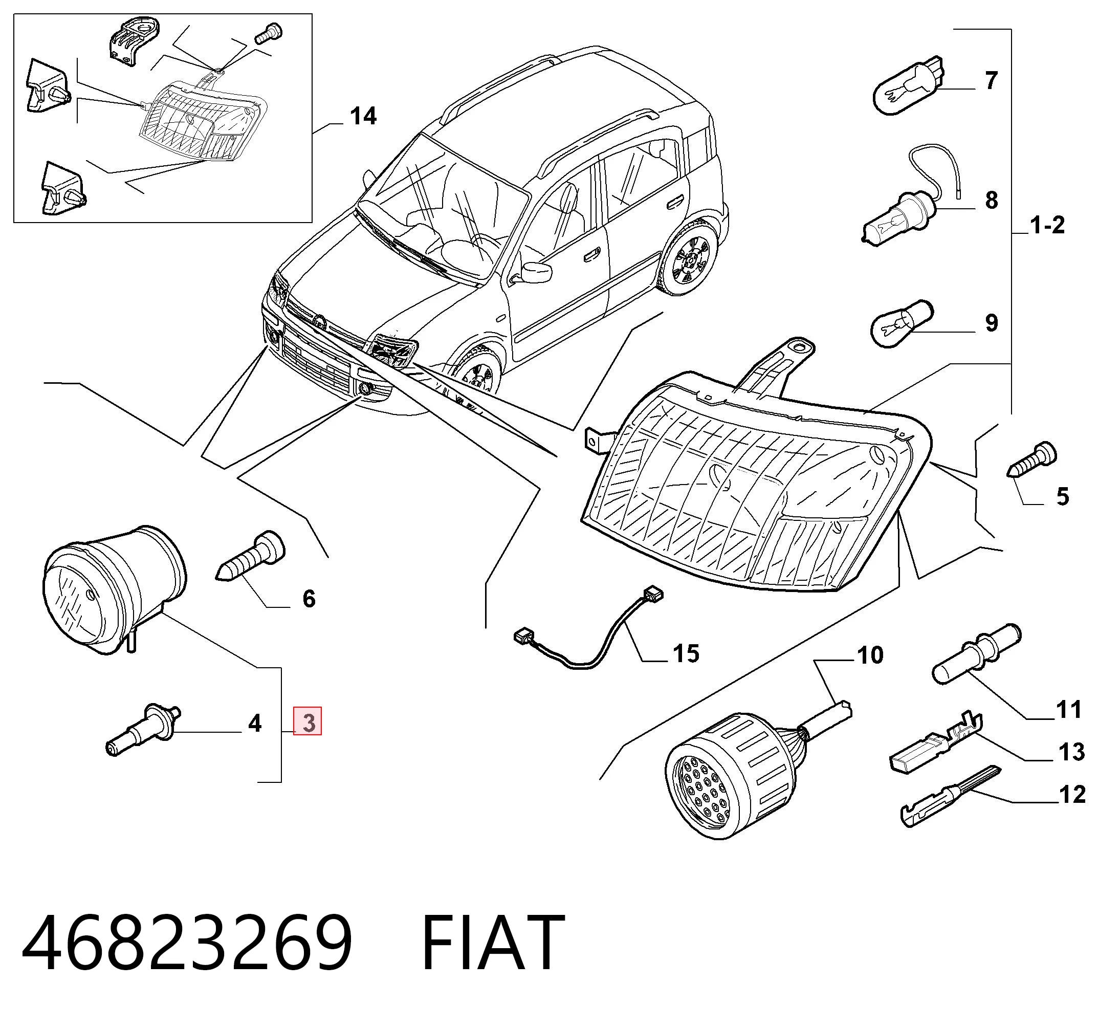 Doblo I van (223) (2001 - 2010) Sis farı takımı