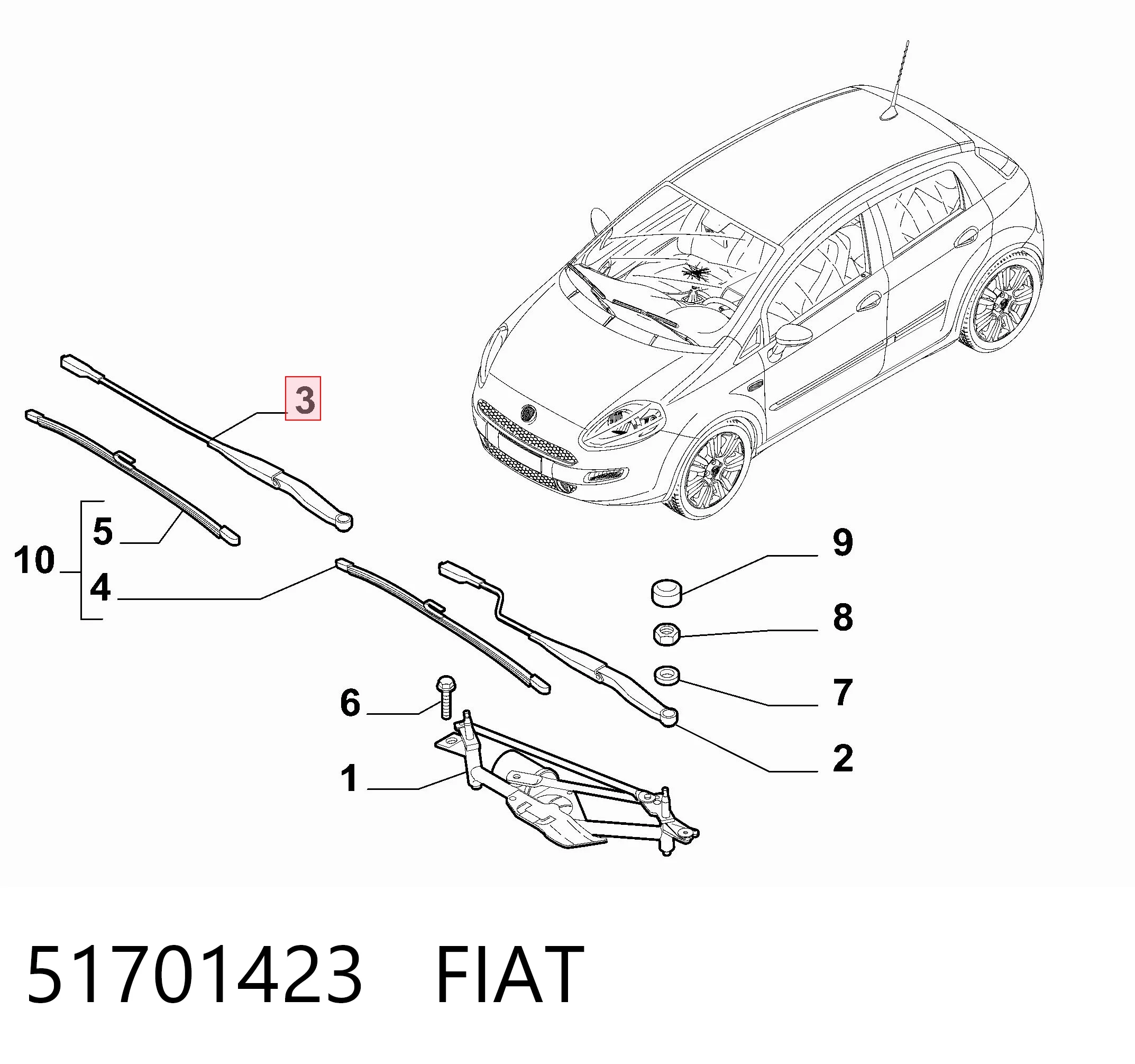 Fiat Linea  Silecek kolu