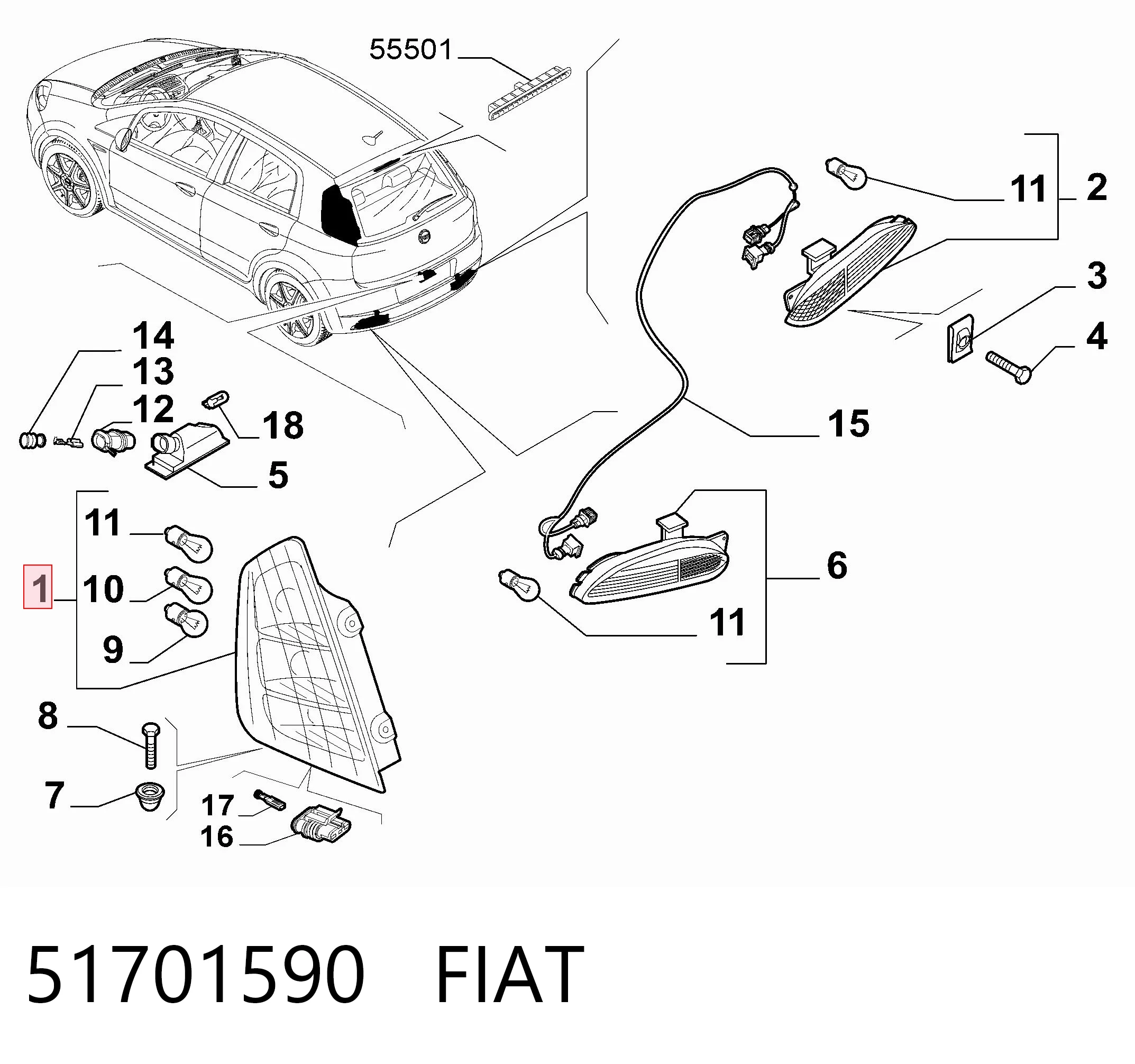 Fiat Punto Sağ stop lambası